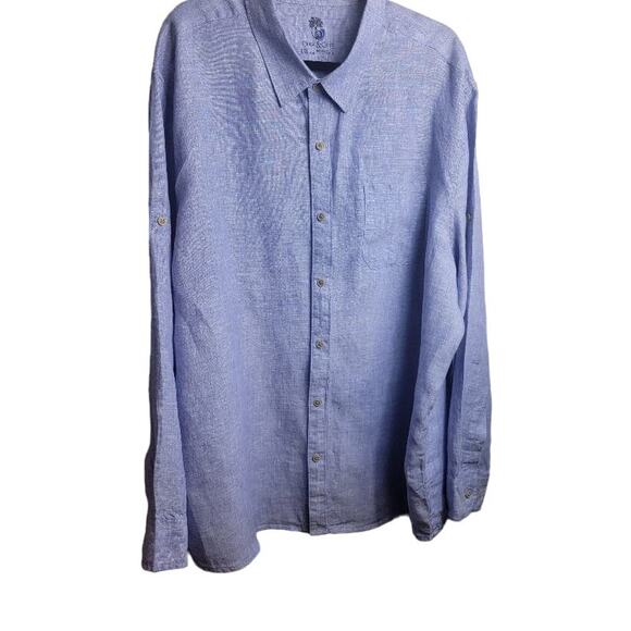Ocean & Coast Linen Shirt Men's XXL Long Sleeve Roll Tab Sleeves Blue - Picture 2 of 9